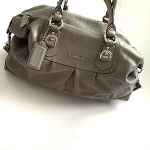 Coach Ashley F15454 grey convertible bag shoulder tote handbag strap pink lining